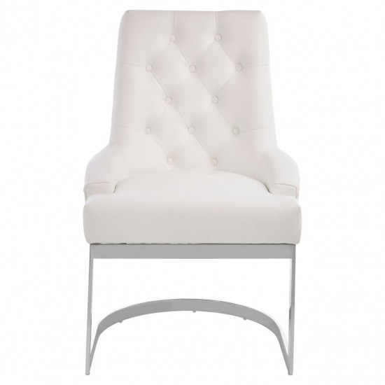 Belgravia Chrome And Ivory Velvet Dining Chair