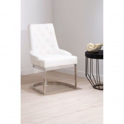 Belgravia Chrome And Ivory Velvet Dining Chair