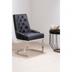 Belgravia Chrome And Black Leather Dining Chair