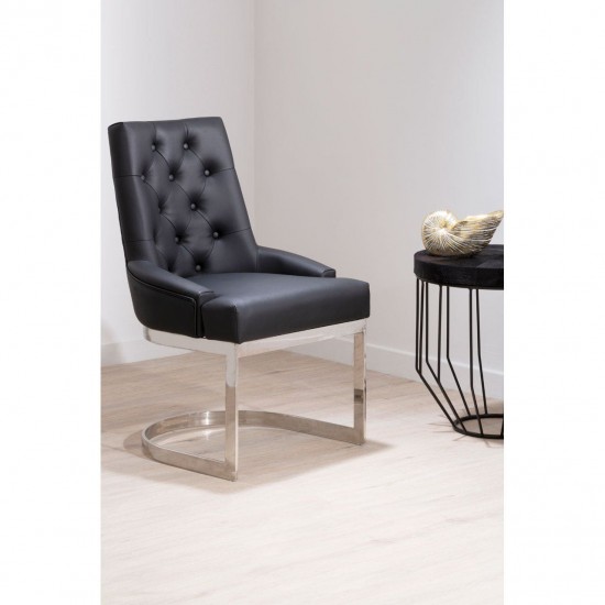 Belgravia Chrome And Black Leather Dining Chair