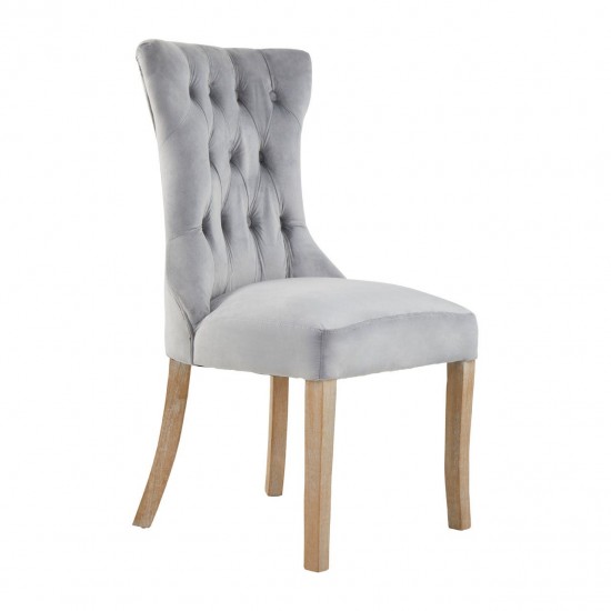 Edgbaston Grey Velvet Buttoned Dining Chair