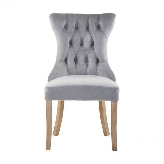 Edgbaston Grey Velvet Buttoned Dining Chair