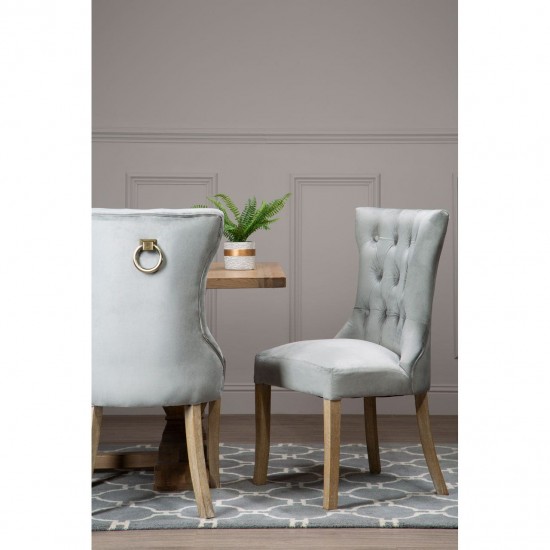 Edgbaston Grey Velvet Buttoned Dining Chair