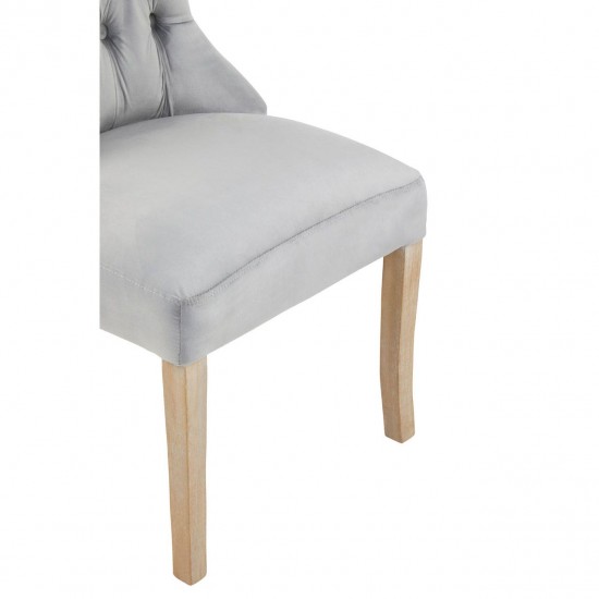 Edgbaston Grey Velvet Buttoned Dining Chair