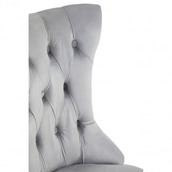 Edgbaston Grey Velvet Buttoned Dining Chair