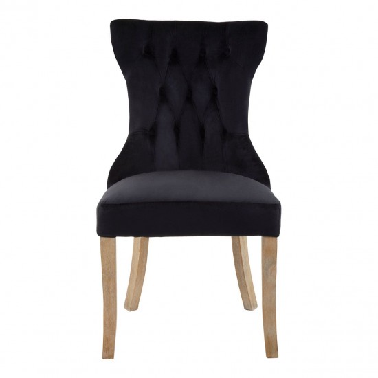 Edgbaston Black Velvet Buttoned Dining Chair