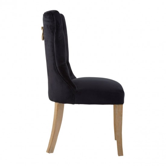 Edgbaston Black Velvet Buttoned Dining Chair