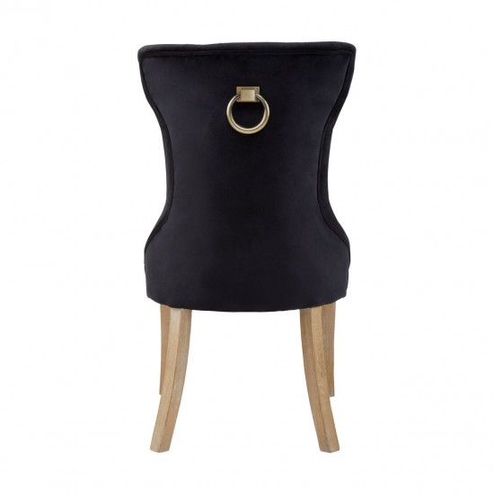 Edgbaston Black Velvet Buttoned Dining Chair