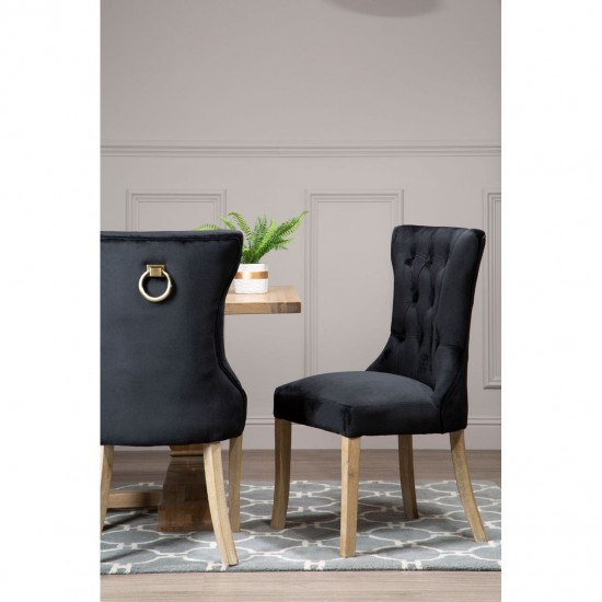 Edgbaston Black Velvet Buttoned Dining Chair