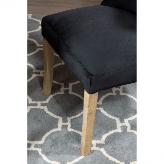 Edgbaston Black Velvet Buttoned Dining Chair