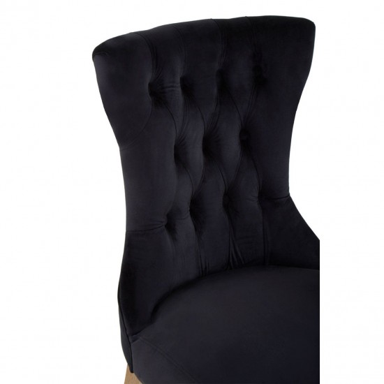 Edgbaston Black Velvet Buttoned Dining Chair