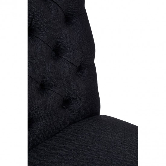 Edgbaston Black Linen Buttoned Dining Chair