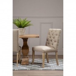 Edgbaston Beige Linen Buttoned Dining Chair