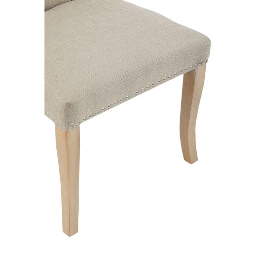 Edgbaston Beige Linen Buttoned Dining Chair