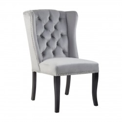 Edgbaston High Wingback Grey Velvet Dining Chair