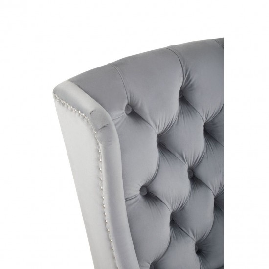 Edgbaston High Wingback Grey Velvet Dining Chair