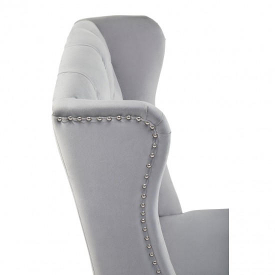 Edgbaston High Wingback Grey Velvet Dining Chair