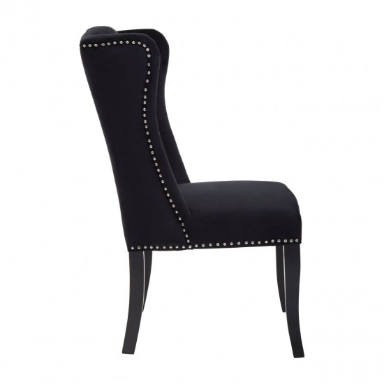 Edgbaston High Wingback Black Velvet Dining Chair