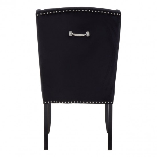 Edgbaston High Wingback Black Velvet Dining Chair