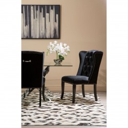 Edgbaston High Wingback Black Velvet Dining Chair