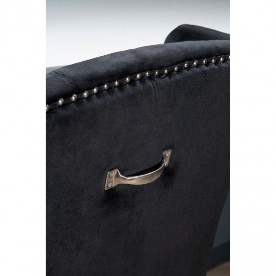 Edgbaston High Wingback Black Velvet Dining Chair