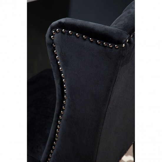 Edgbaston High Wingback Black Velvet Dining Chair