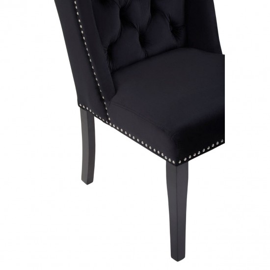 Edgbaston High Wingback Black Velvet Dining Chair