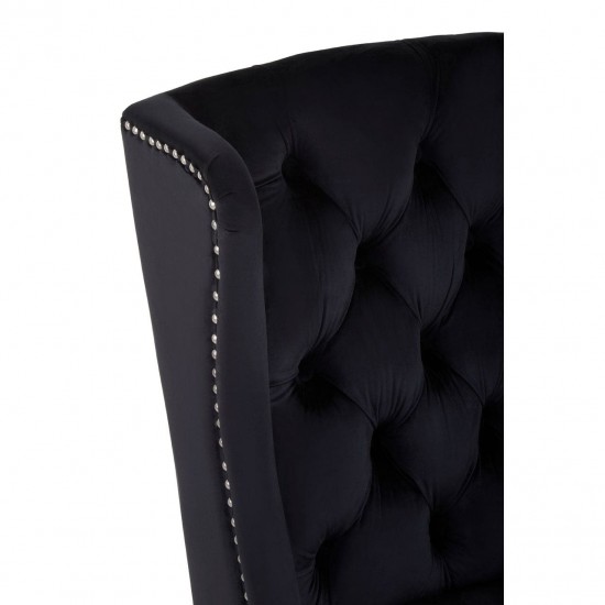 Edgbaston High Wingback Black Velvet Dining Chair