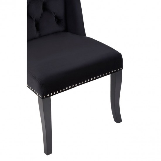 Edgbaston High Wingback Black Velvet Dining Chair