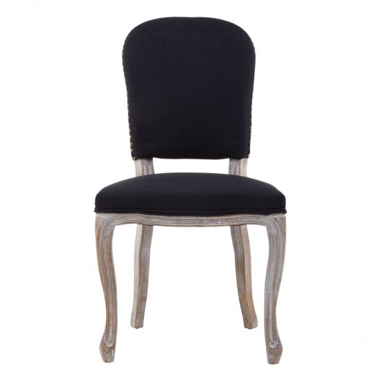 Edgbaston Black Linen Antique Legs Dining Chair