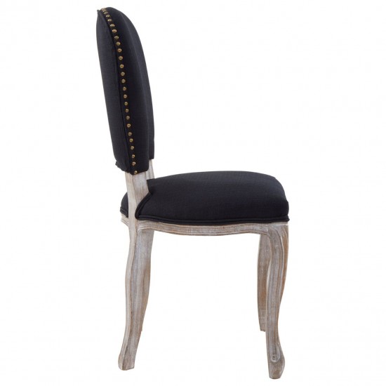Edgbaston Black Linen Antique Legs Dining Chair