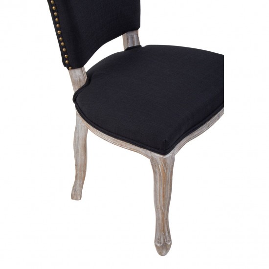 Edgbaston Black Linen Antique Legs Dining Chair