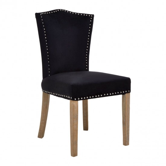 Edgbaston Washed Wood And Black Velvet Dining Chair
