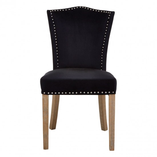 Edgbaston Washed Wood And Black Velvet Dining Chair