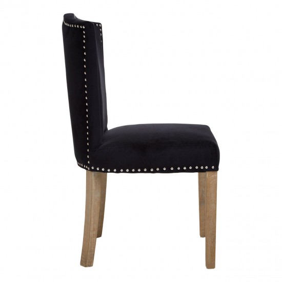 Edgbaston Washed Wood And Black Velvet Dining Chair