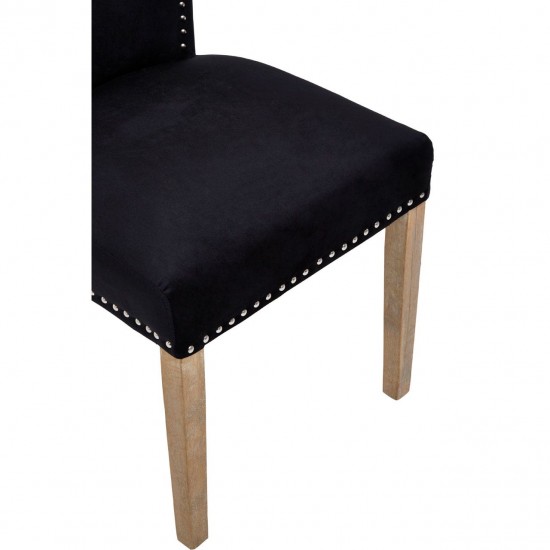 Edgbaston Washed Wood And Black Velvet Dining Chair