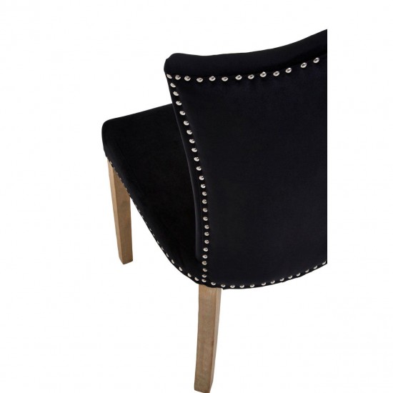 Edgbaston Washed Wood And Black Velvet Dining Chair