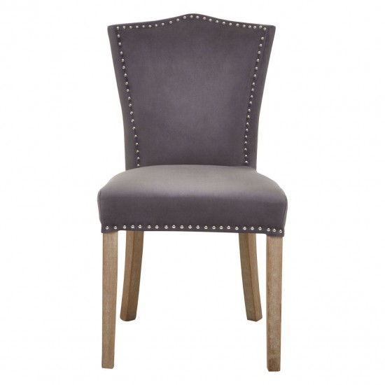 Edgbaston Washed Wood And Grey Velvet Dining Chair