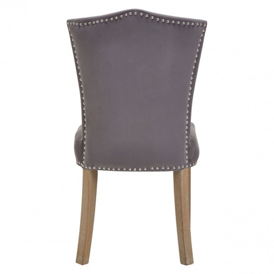 Edgbaston Washed Wood And Grey Velvet Dining Chair