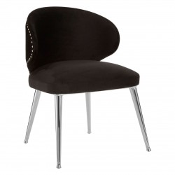 Albany Black Velvet And Chrome Base Dining Chair