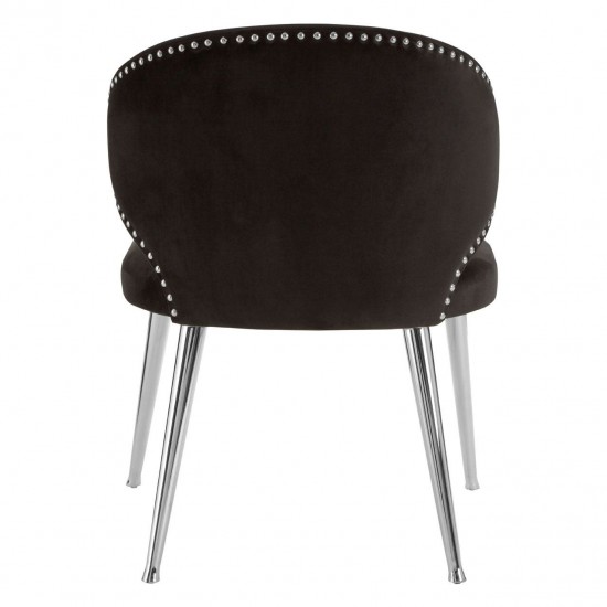 Albany Black Velvet And Chrome Base Dining Chair