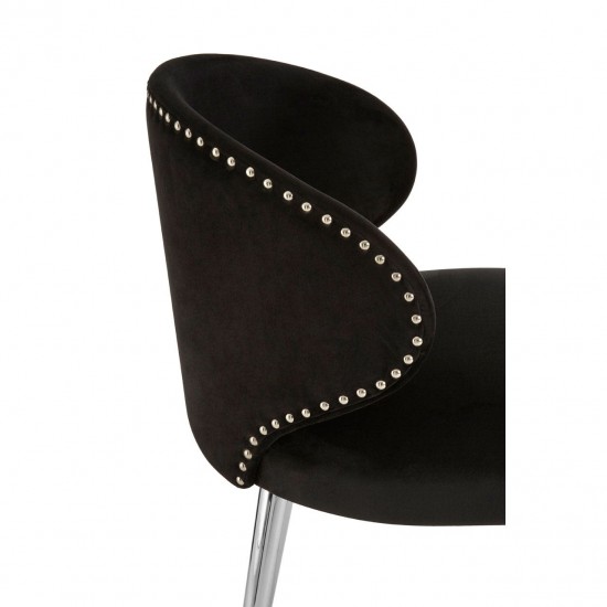 Albany Black Velvet And Chrome Base Dining Chair