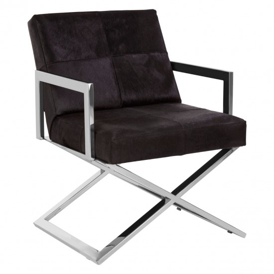 Soho Cow Hide Cross Base Chair