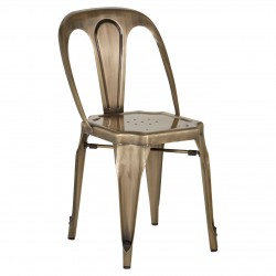 Harlem Distressed Brass Metallic Dining Chair