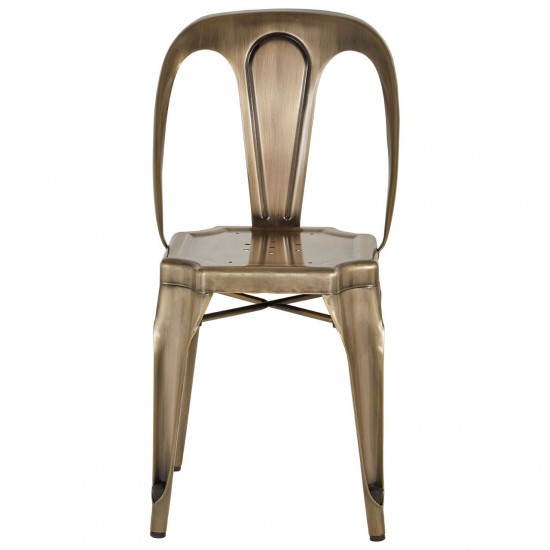 Harlem Distressed Brass Metallic Dining Chair