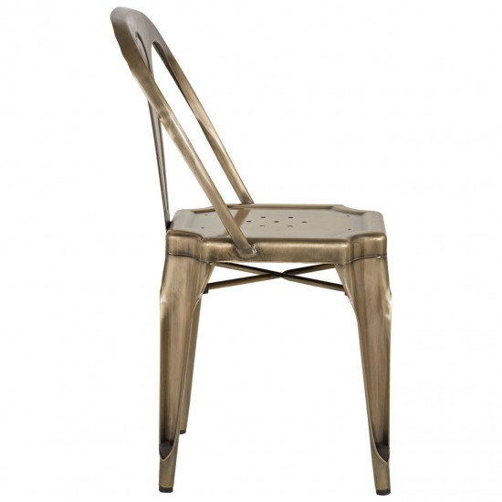 Harlem Distressed Brass Metallic Dining Chair