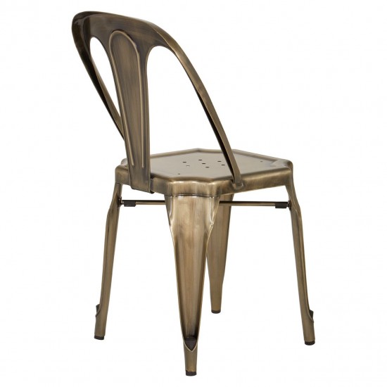 Harlem Distressed Brass Metallic Dining Chair