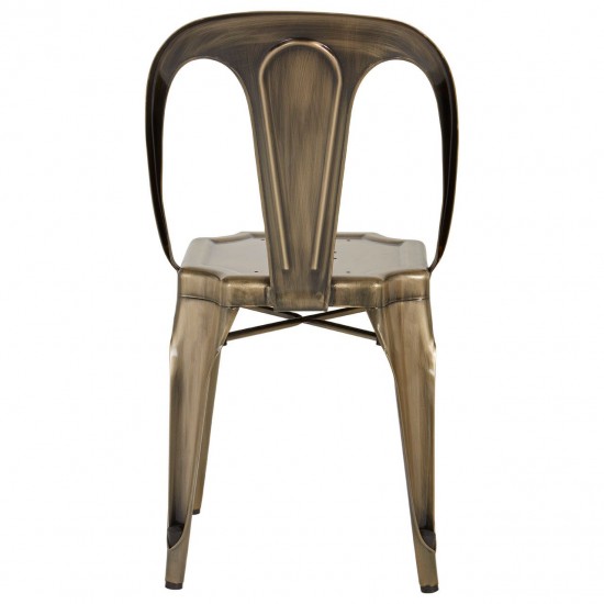 Harlem Distressed Brass Metallic Dining Chair