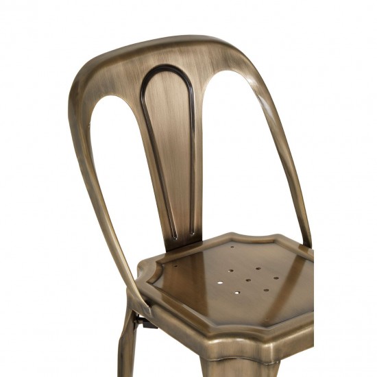Harlem Distressed Brass Metallic Dining Chair