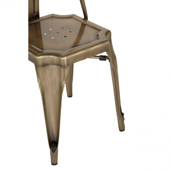 Harlem Distressed Brass Metallic Dining Chair